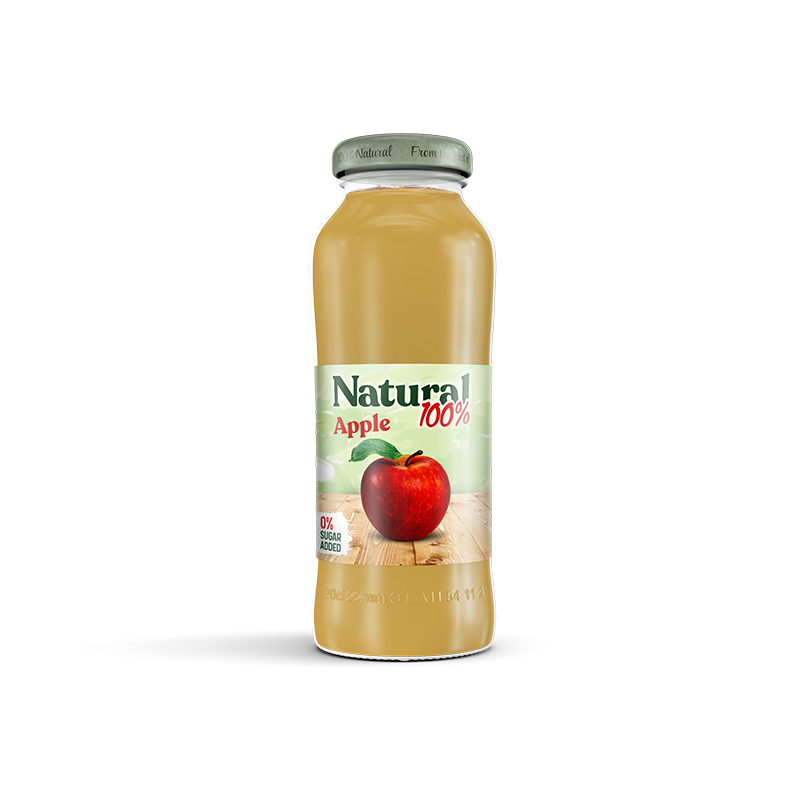 Natural 100% Apple Juice In Glass 12 x 200Ml