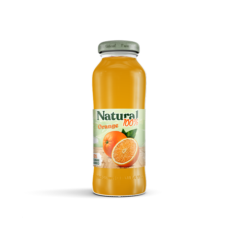 Natural 100% Orange Juice In Glass 200Ml
