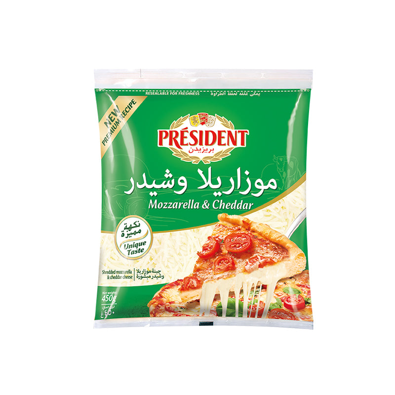 President Shredded Mozzarella And Cheddar 8 x 450G