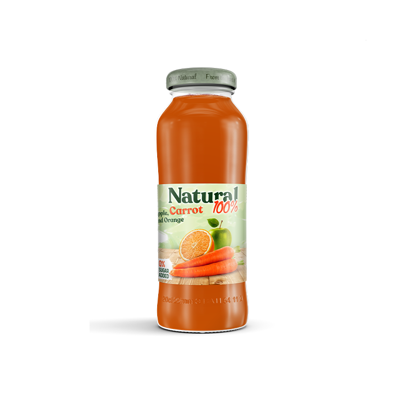Natural 100% Carrot Juice In Glass 200Ml