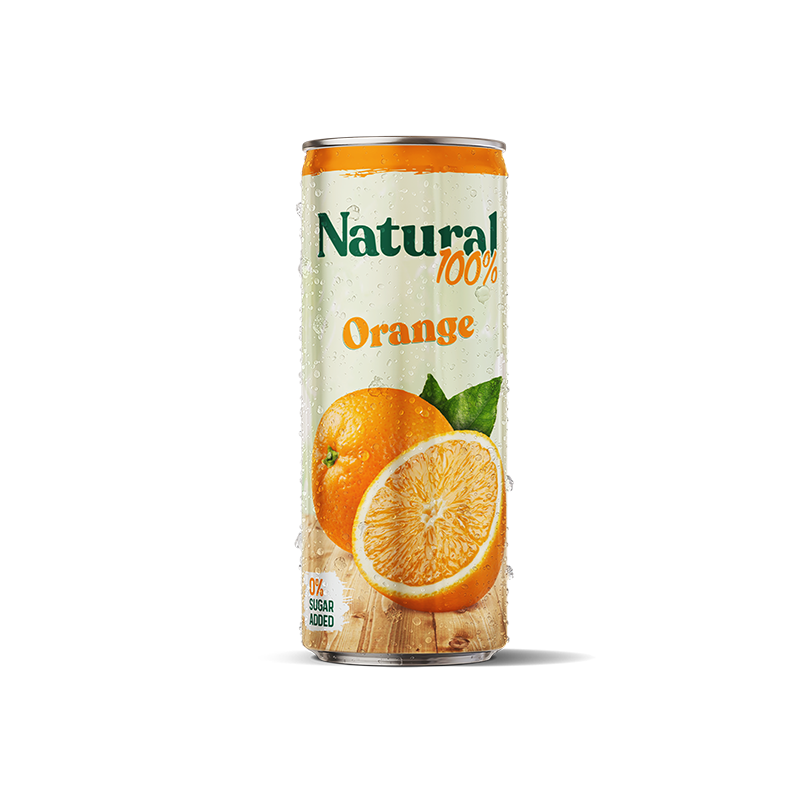 Natural 100% Orange Juice In Can 250Ml