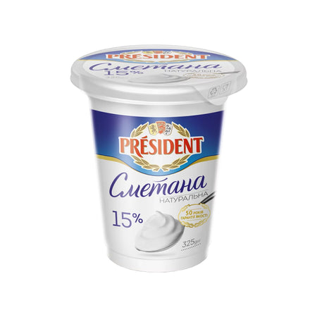 President Sour Cream 15% Fat 8 x 300G
