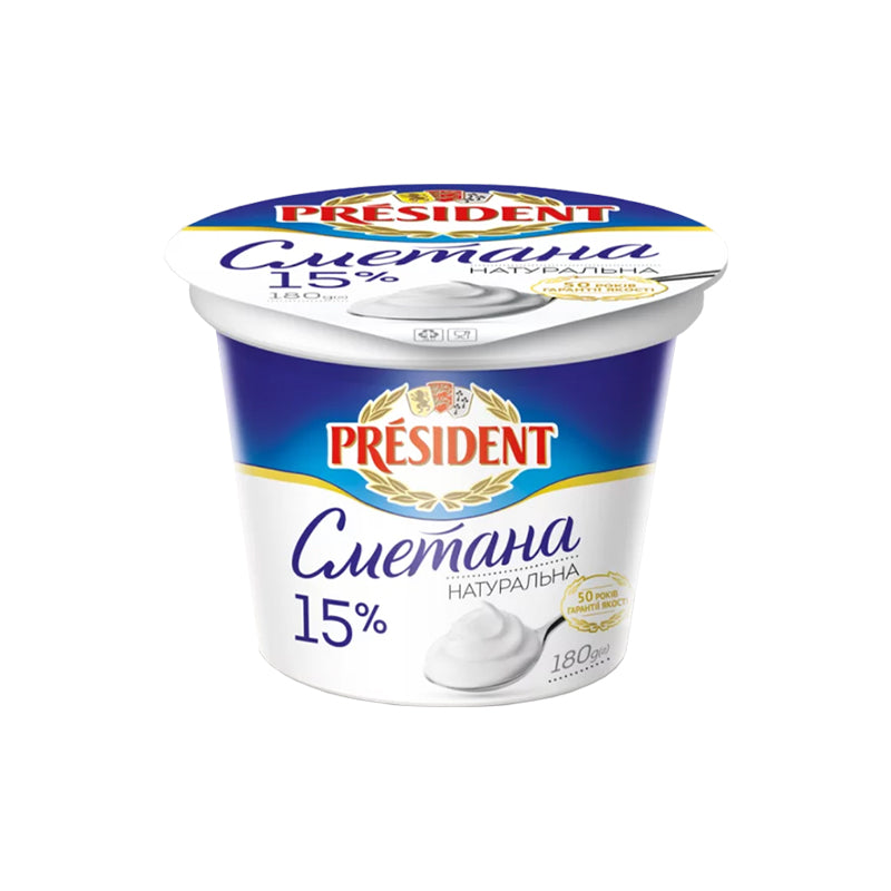 President Sour Cream 15% Fat 180G