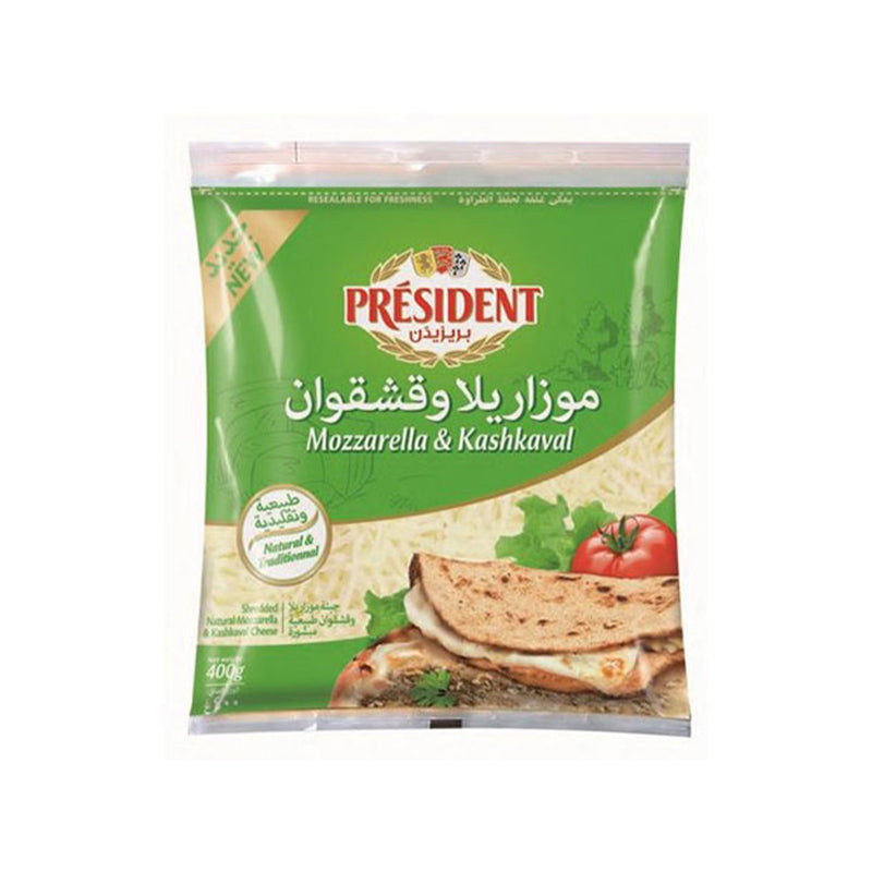 President Shredded Mozzarella And Kashkaval 450G